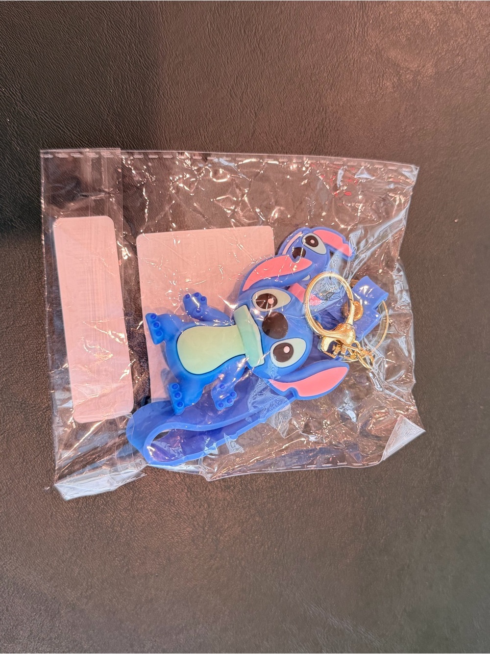 Blue Cartoon Alien Keychain Charm with Gold Ring